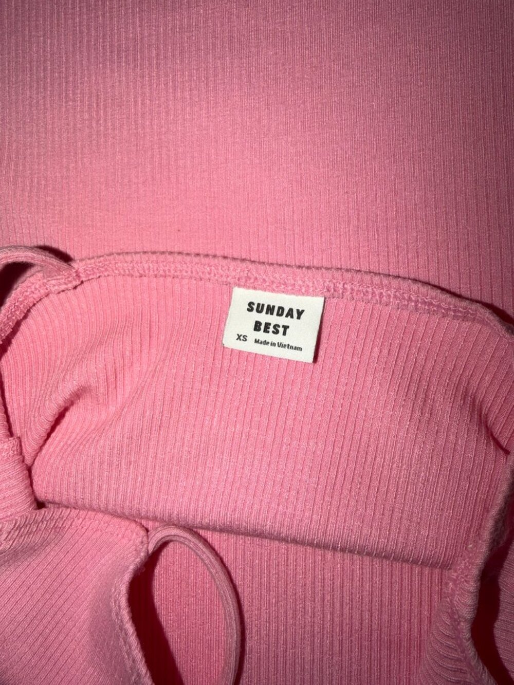 Aritzia Wilfred Free Ribbed Pink Mini Dress | V-Neck Dress - Picture 12 of 13